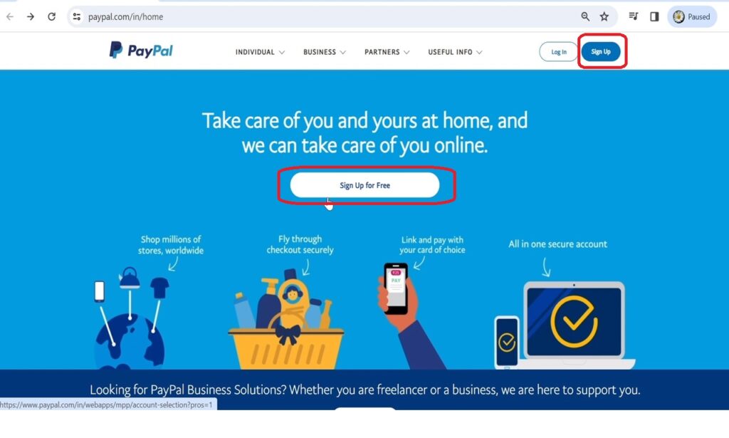 Paypal Home Page